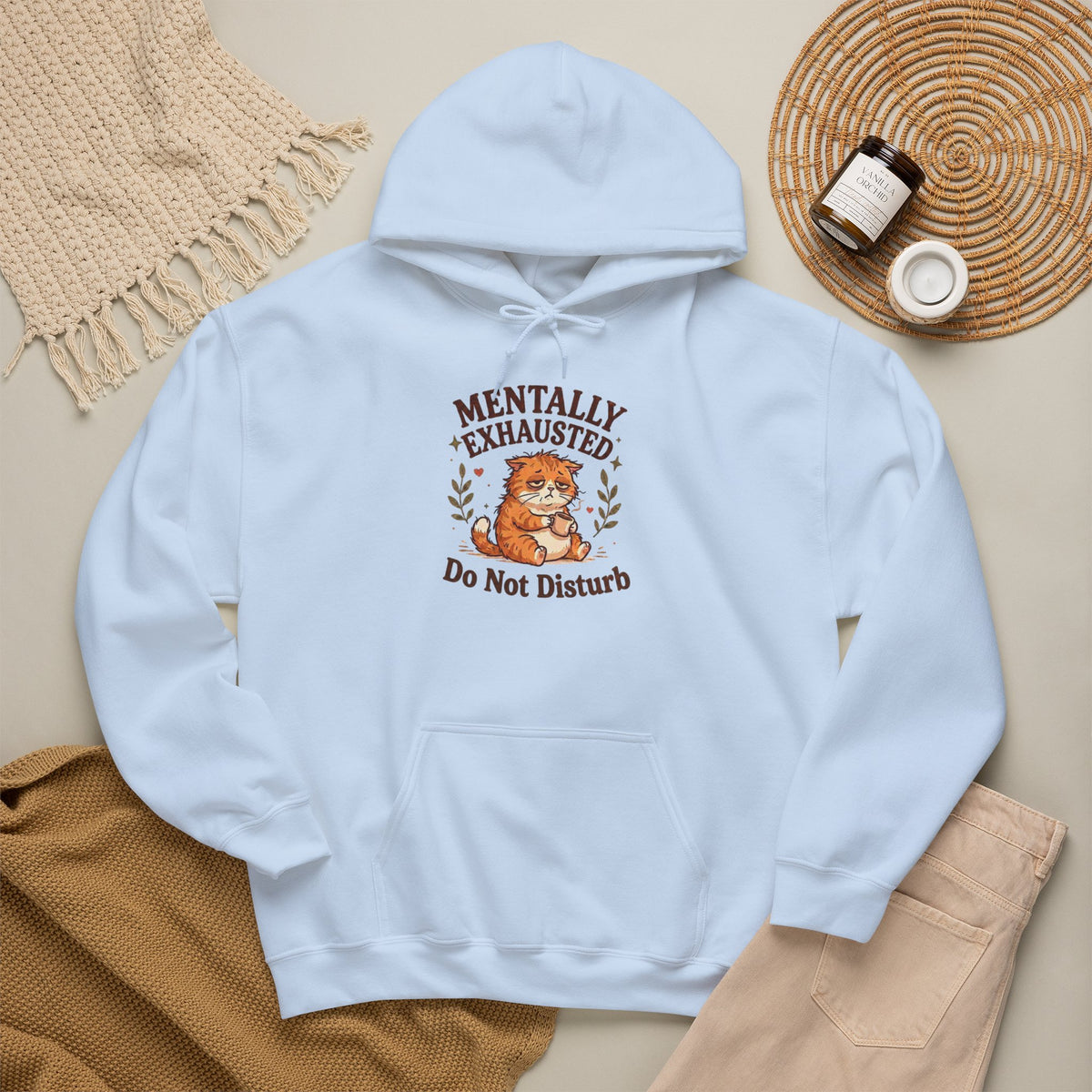 Mentally Exhausted Cat Hoodie – Do Not Disturb Funny Cat Hoodie