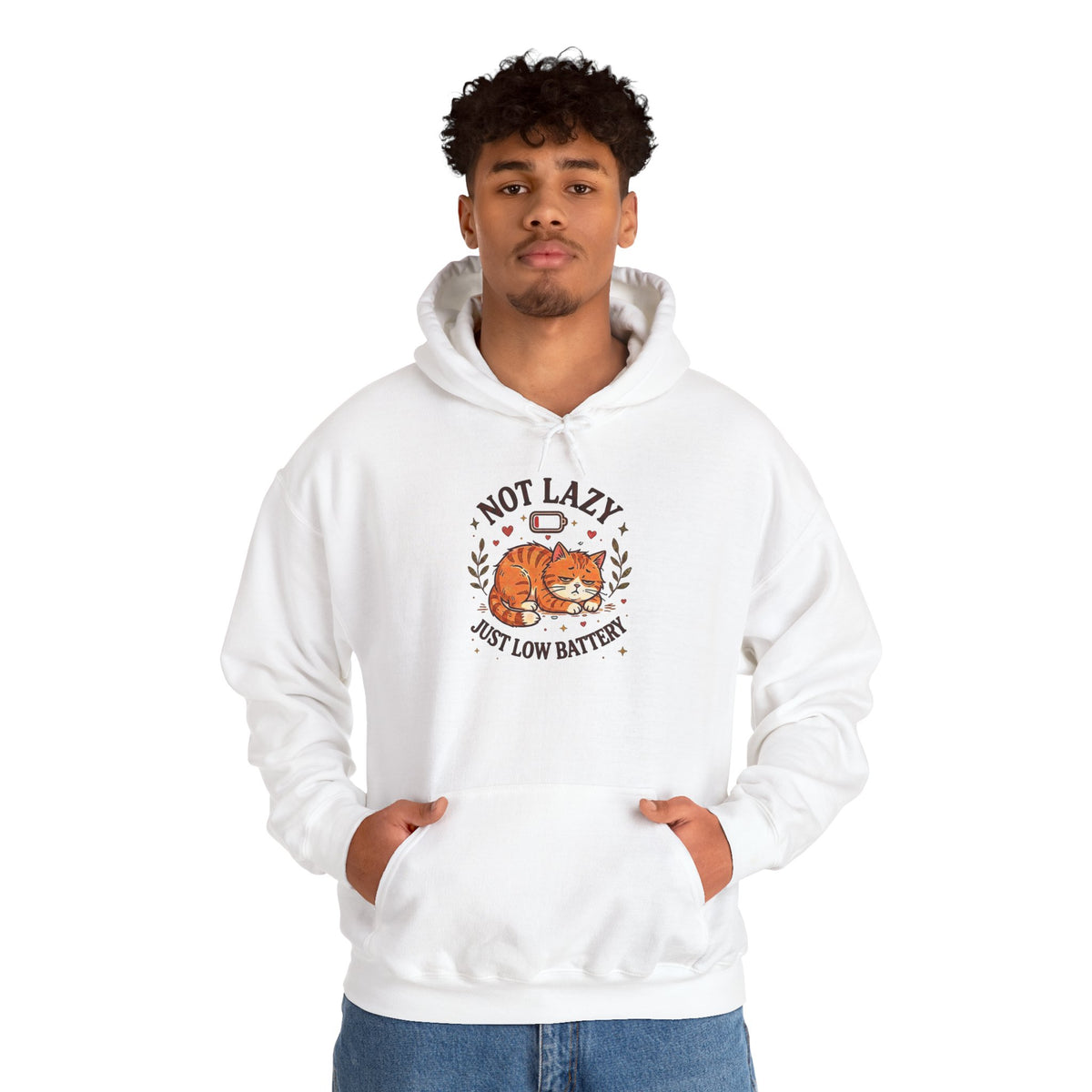 Not Lazy Just Low Battery Cat Hoodie – Funny Tired Cat Hoodie