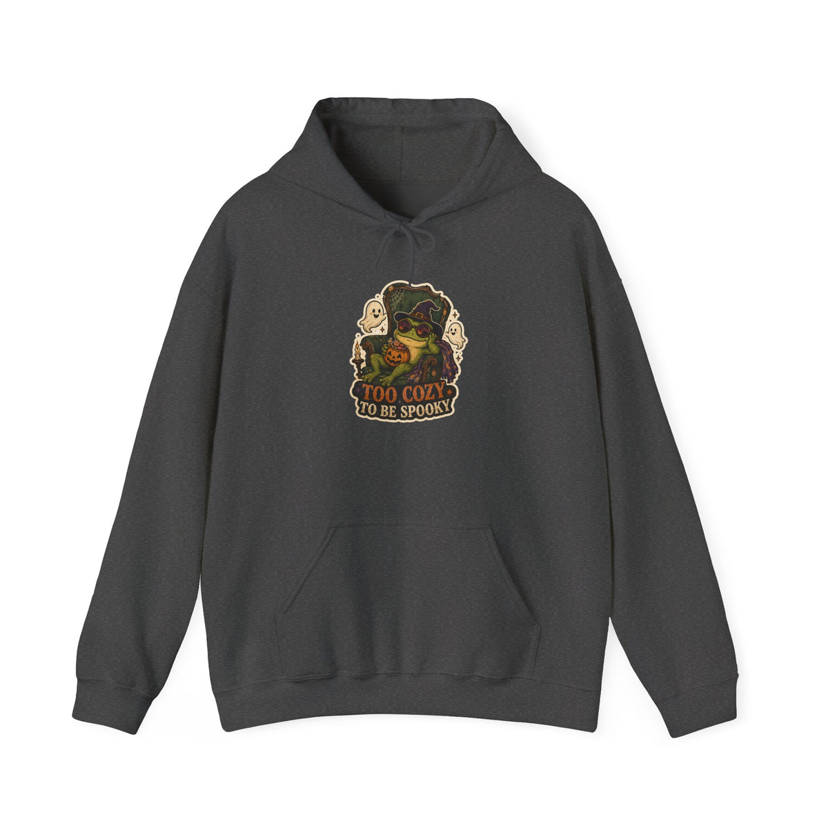 Too Cozy to Be Spooky Frog Halloween Hoodie