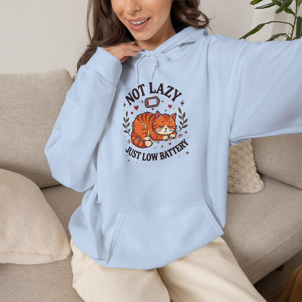 Not Lazy Just Low Battery Cat Hoodie – Funny Tired Cat Hoodie