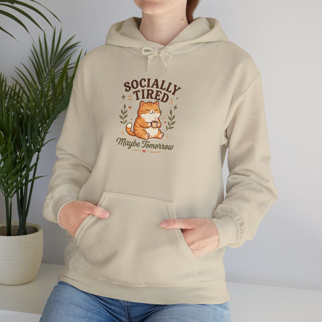 Socially Tired Cat Hoodie – Maybe Tomorrow Introvert Hoodie