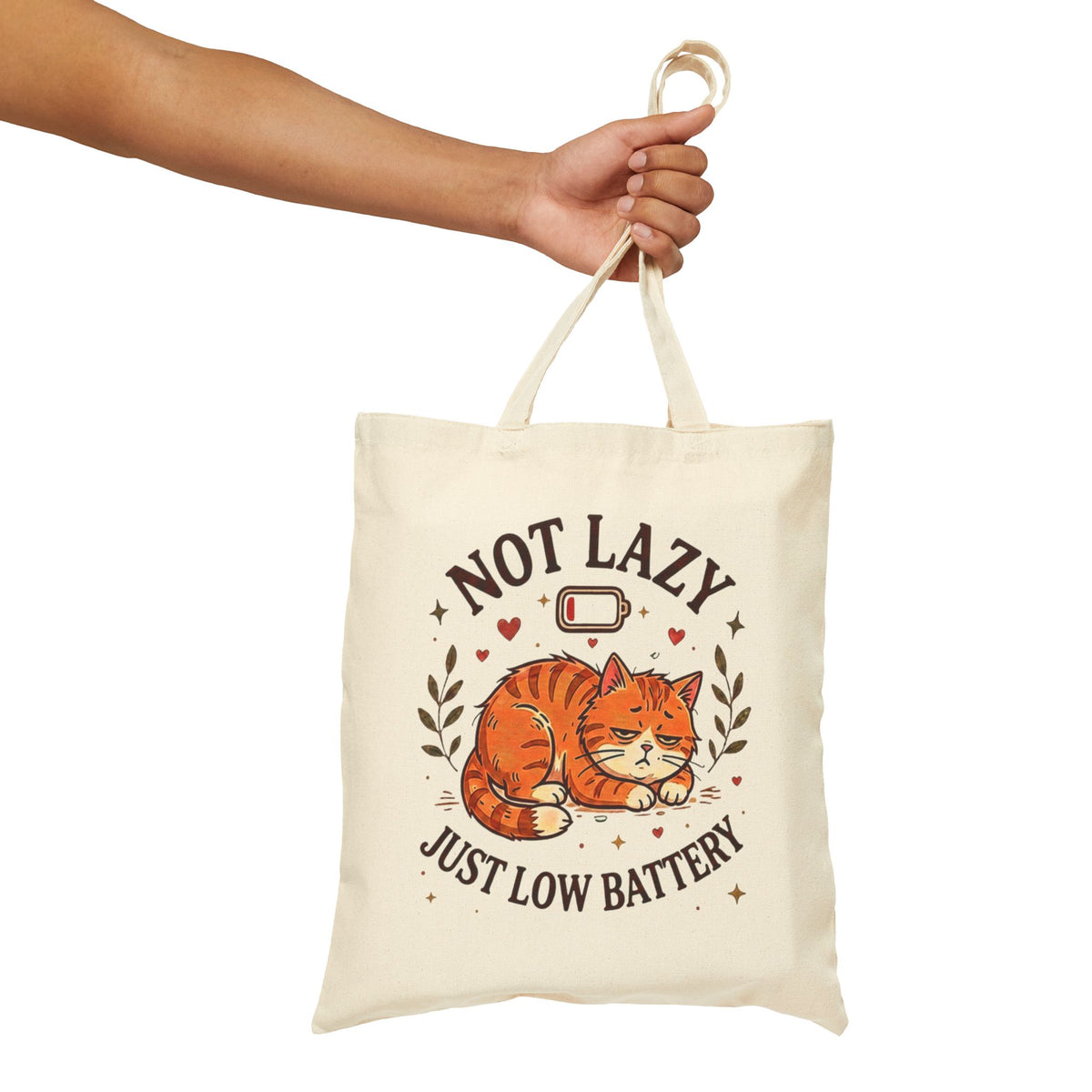 Not Lazy Just Low Battery Cat Tote Bag – Funny Sleepy Cat Tote