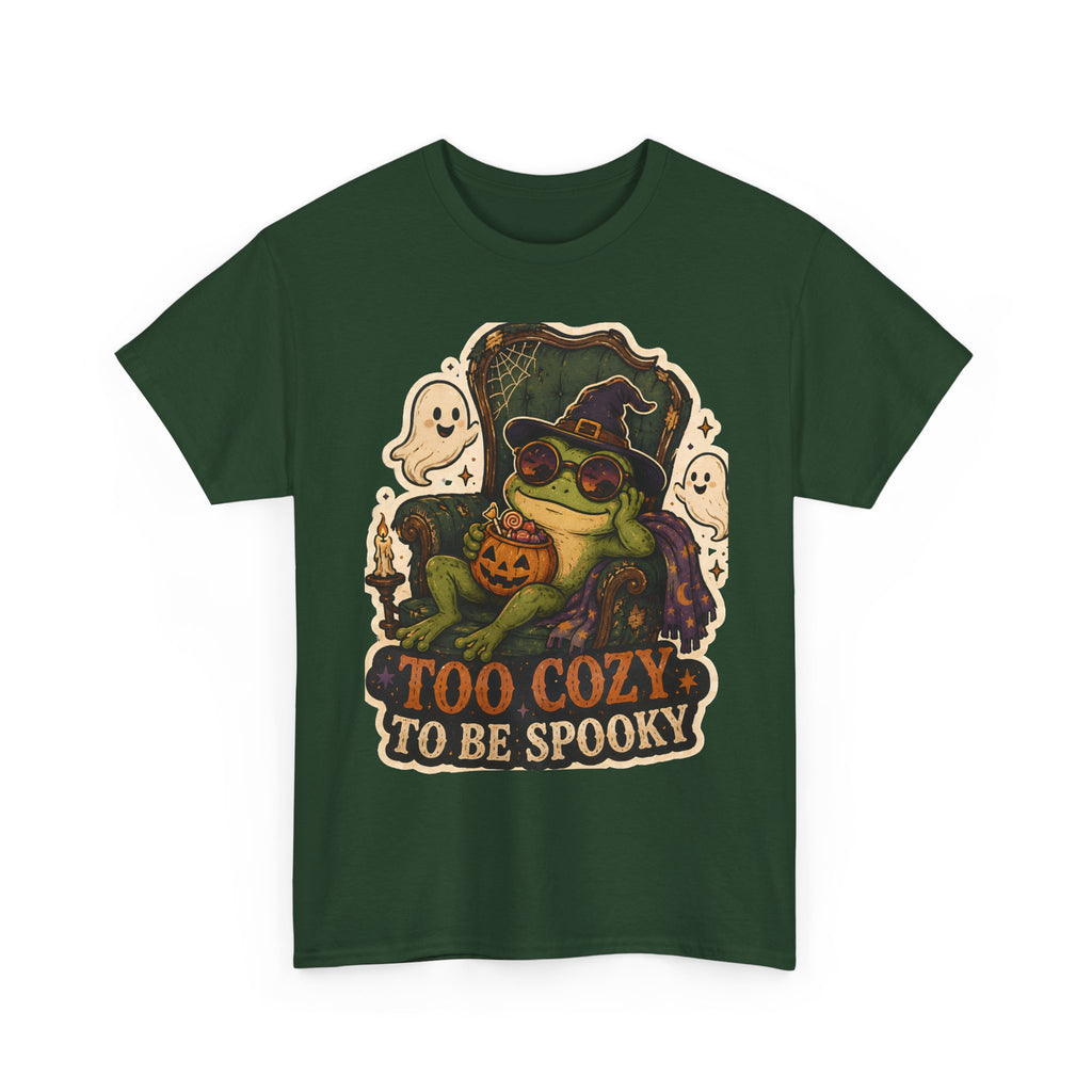 Too Cozy to Be Spooky Frog Halloween T-Shirt