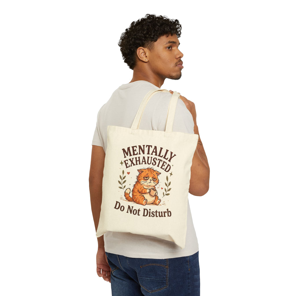 Mentally Exhausted Cat Tote Bag – Do Not Disturb Cat Tote