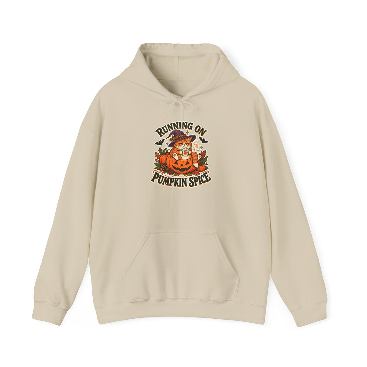Running on Pumpkin Spice Cat Halloween Hoodie – Cozy Fall Cat Hoodie