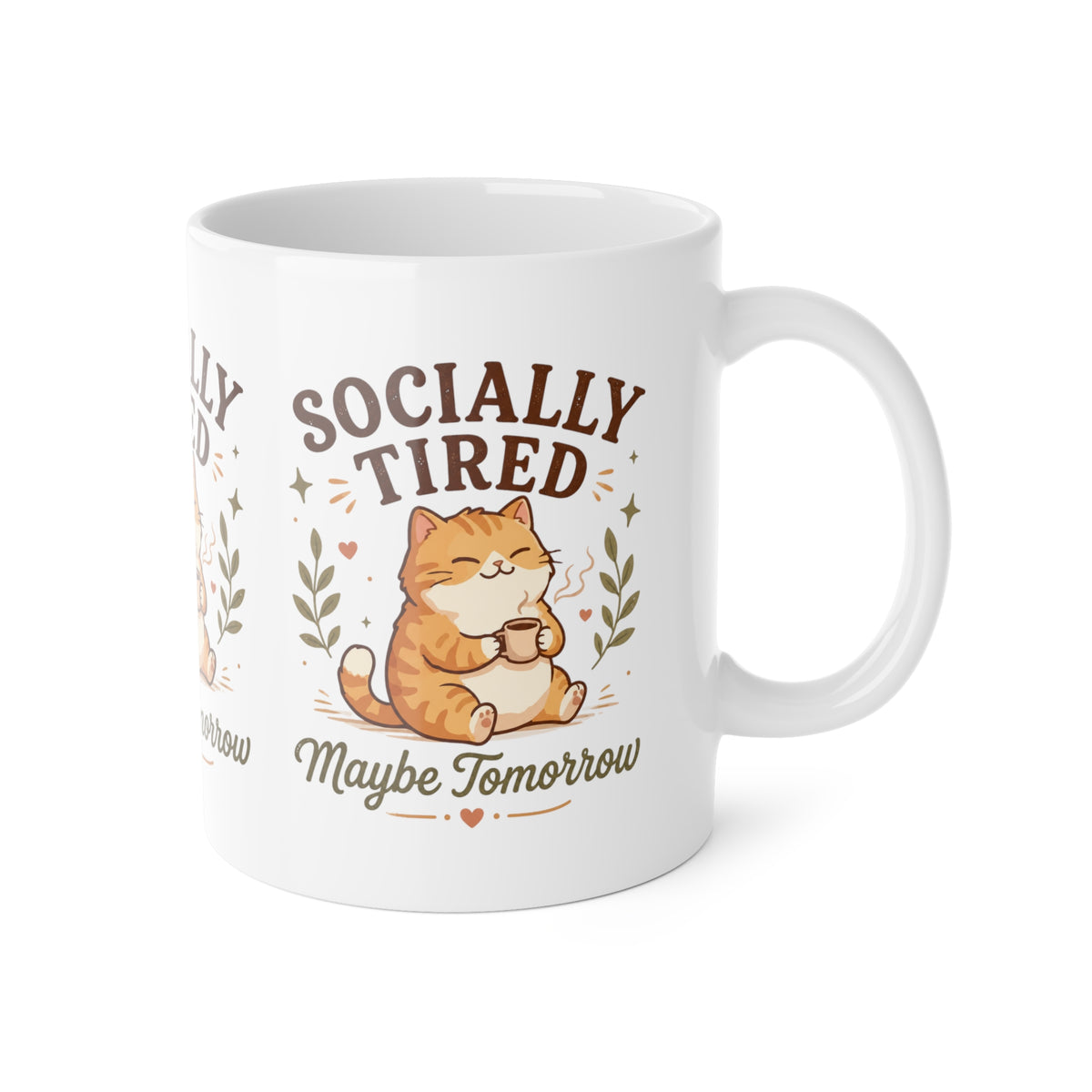 Socially Tired Cat Mug – Maybe Tomorrow Funny Introvert Mug