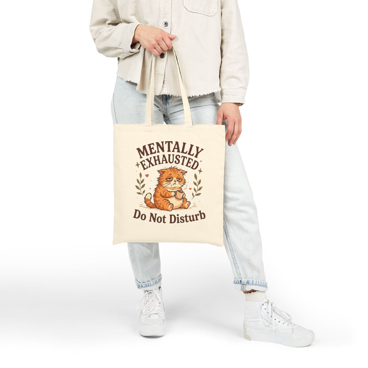 Mentally Exhausted Cat Tote Bag – Do Not Disturb Cat Tote