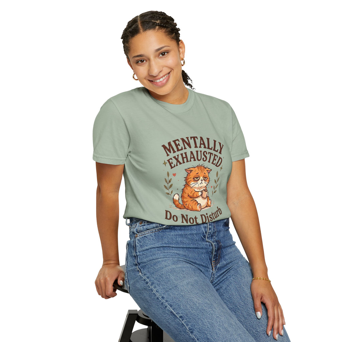 Mentally Exhausted Do Not Disturb cat T-shirt