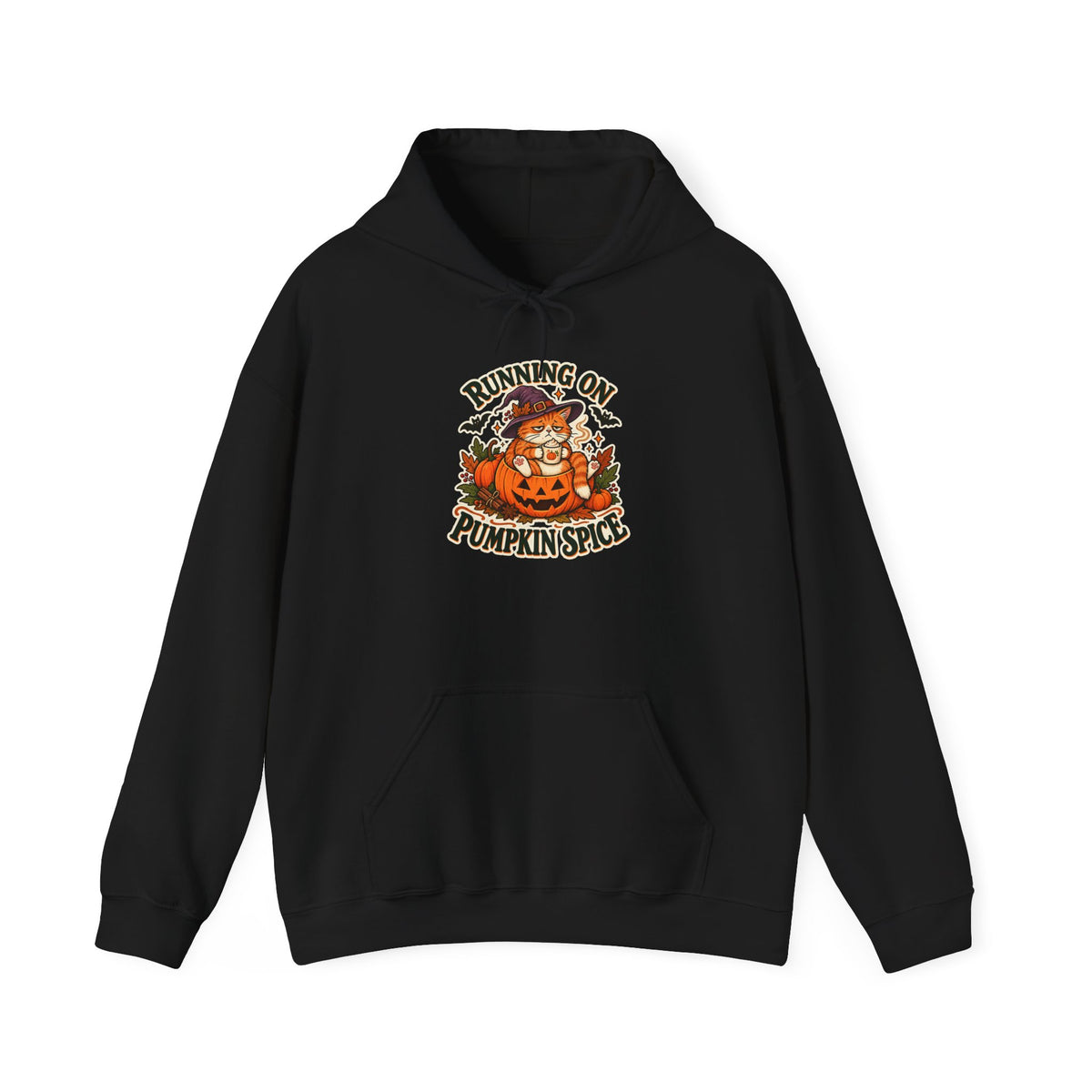 Running on Pumpkin Spice Cat Halloween Hoodie – Cozy Fall Cat Hoodie