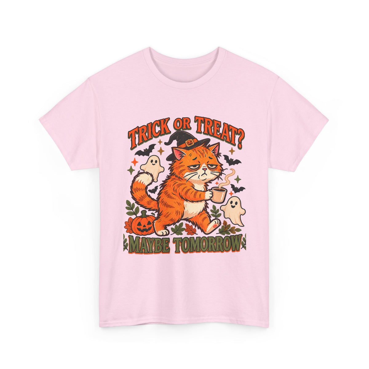 Trick or Treat? Maybe Tomorrow Cozy Cat Halloween T-Shirt