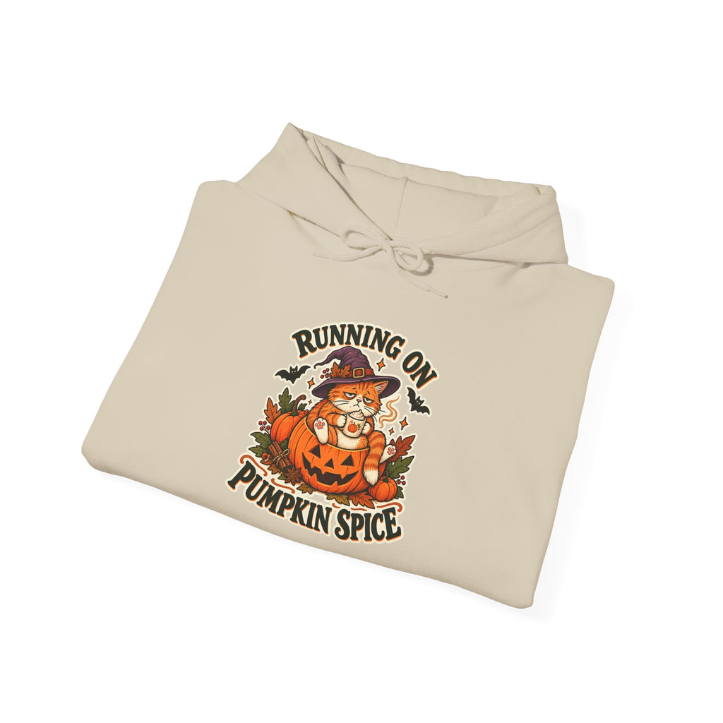 Running on Pumpkin Spice Cat Halloween Hoodie – Cozy Fall Cat Hoodie