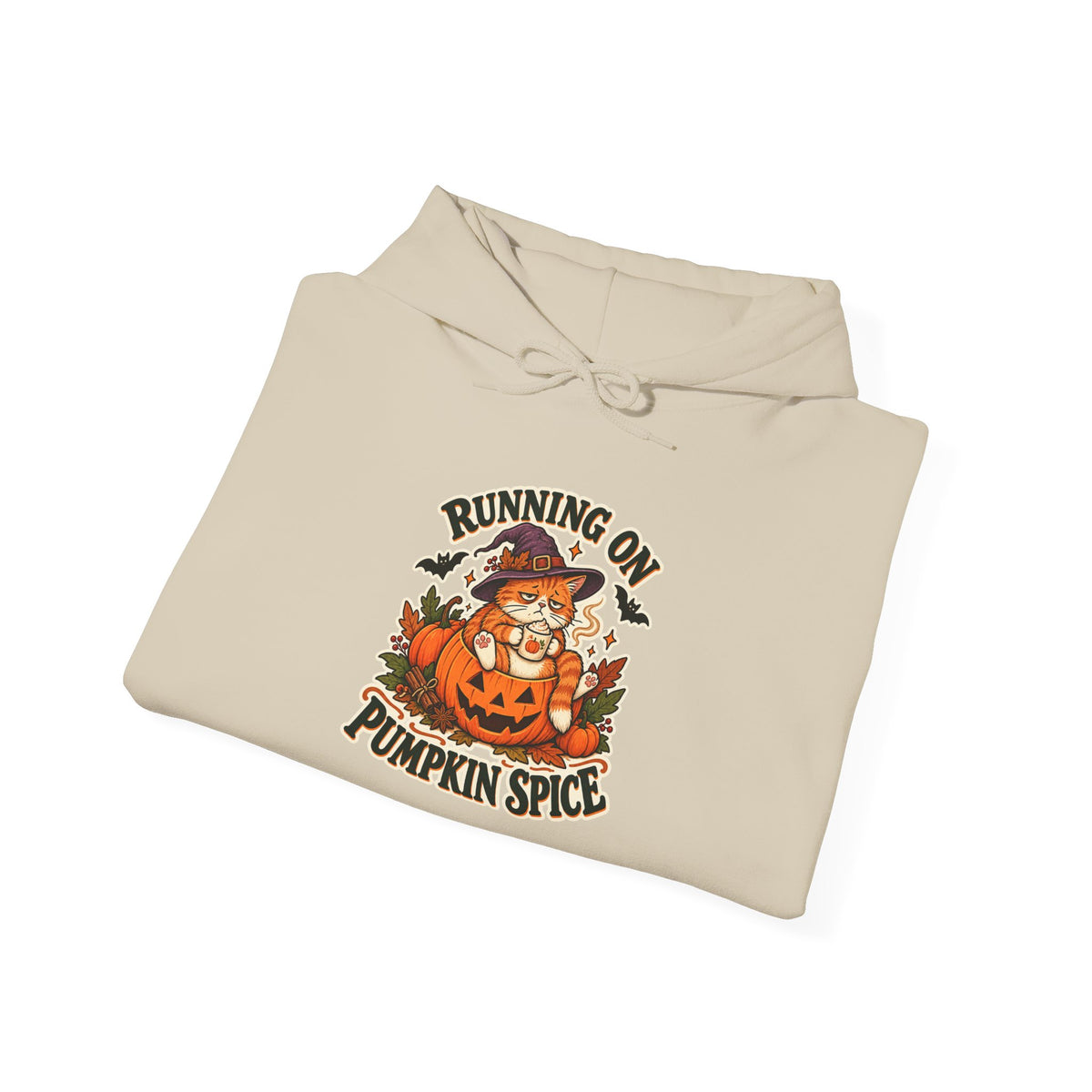 Running on Pumpkin Spice Cat Halloween Hoodie – Cozy Fall Cat Hoodie