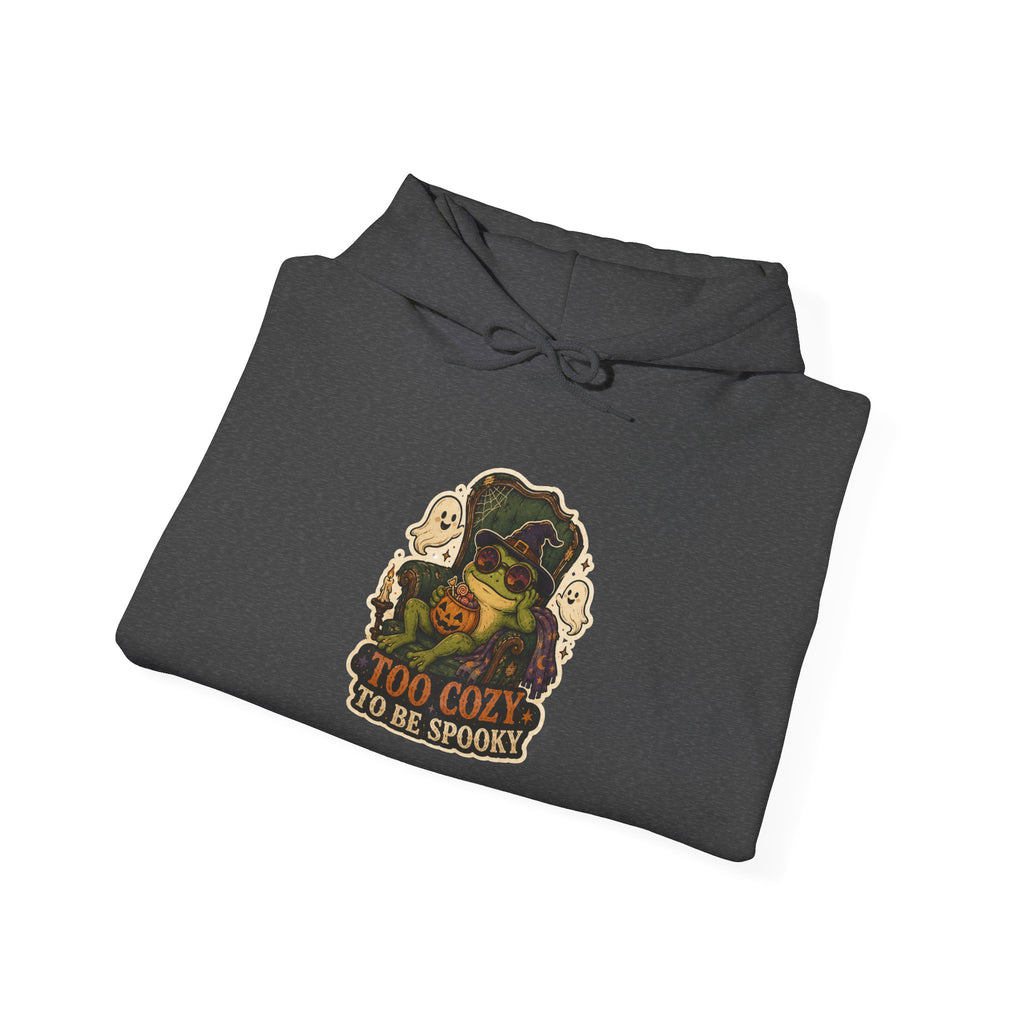Too Cozy to Be Spooky Frog Halloween Hoodie