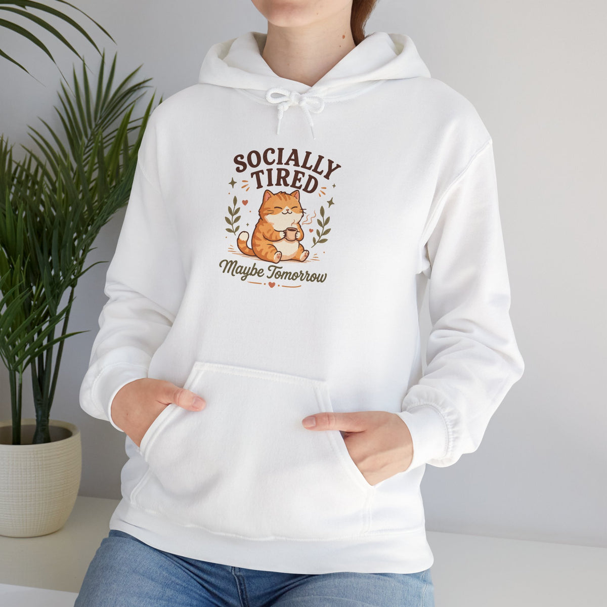 Socially Tired Cat Hoodie – Maybe Tomorrow Introvert Hoodie