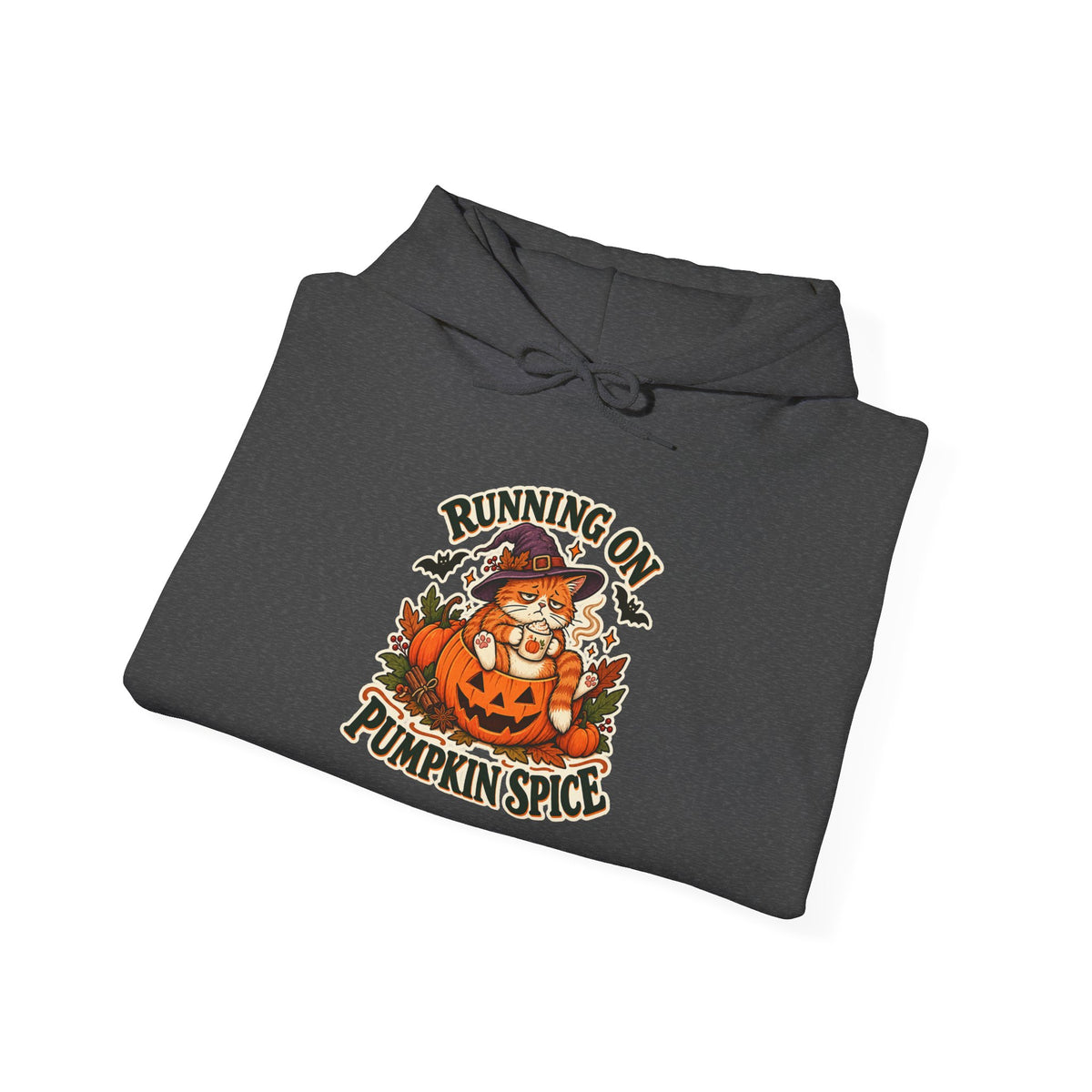 Running on Pumpkin Spice Cat Halloween Hoodie – Cozy Fall Cat Hoodie