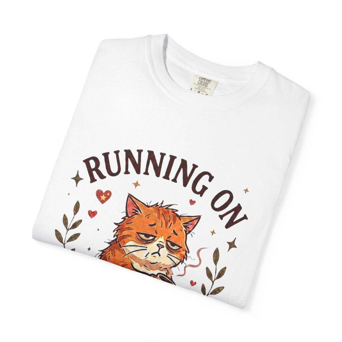 Running on Caffeine and Hope Cat T-Shirt – Funny Coffee Lover Tee