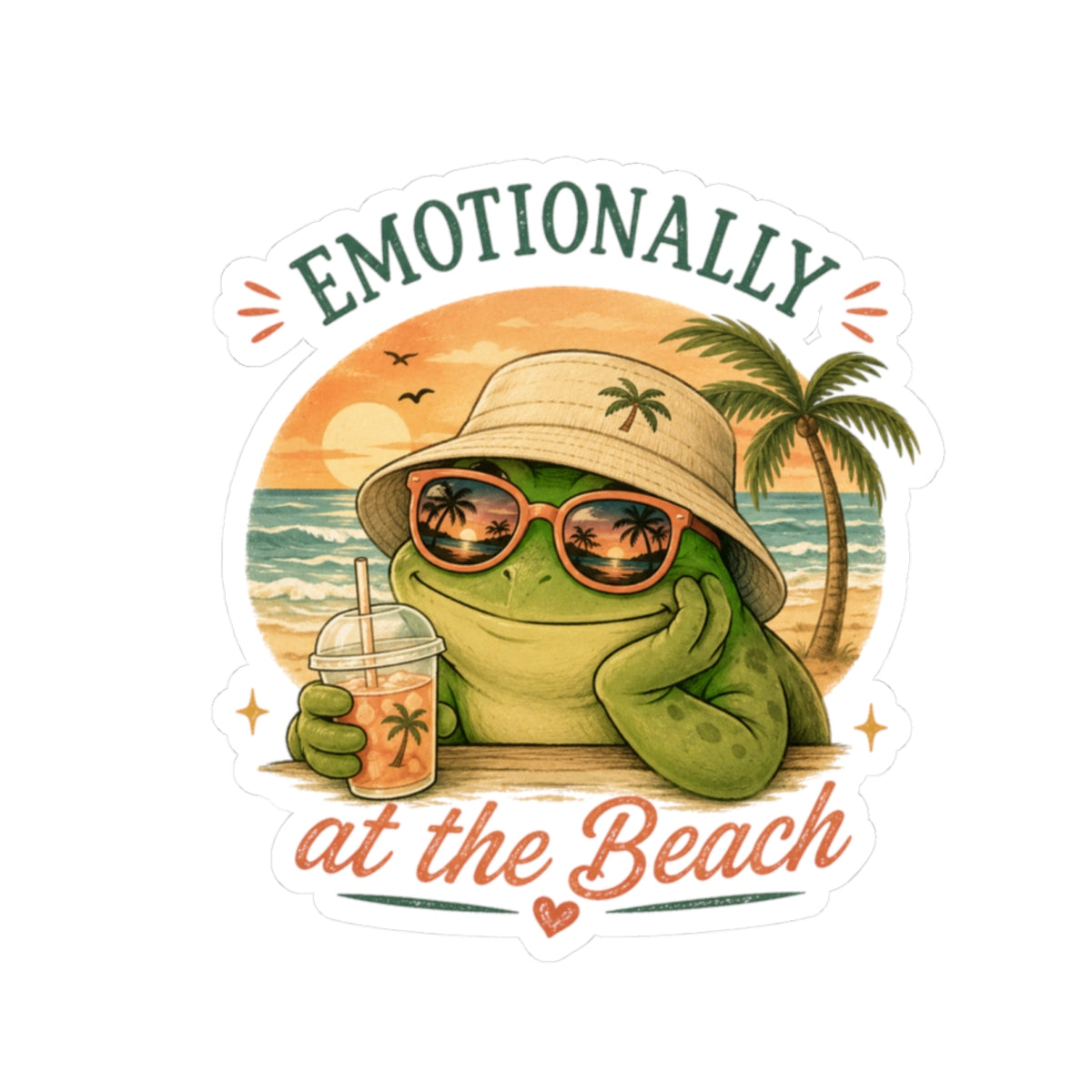 Emotional Support Frog Sticker – Mentally at the Beach Frog Sticker