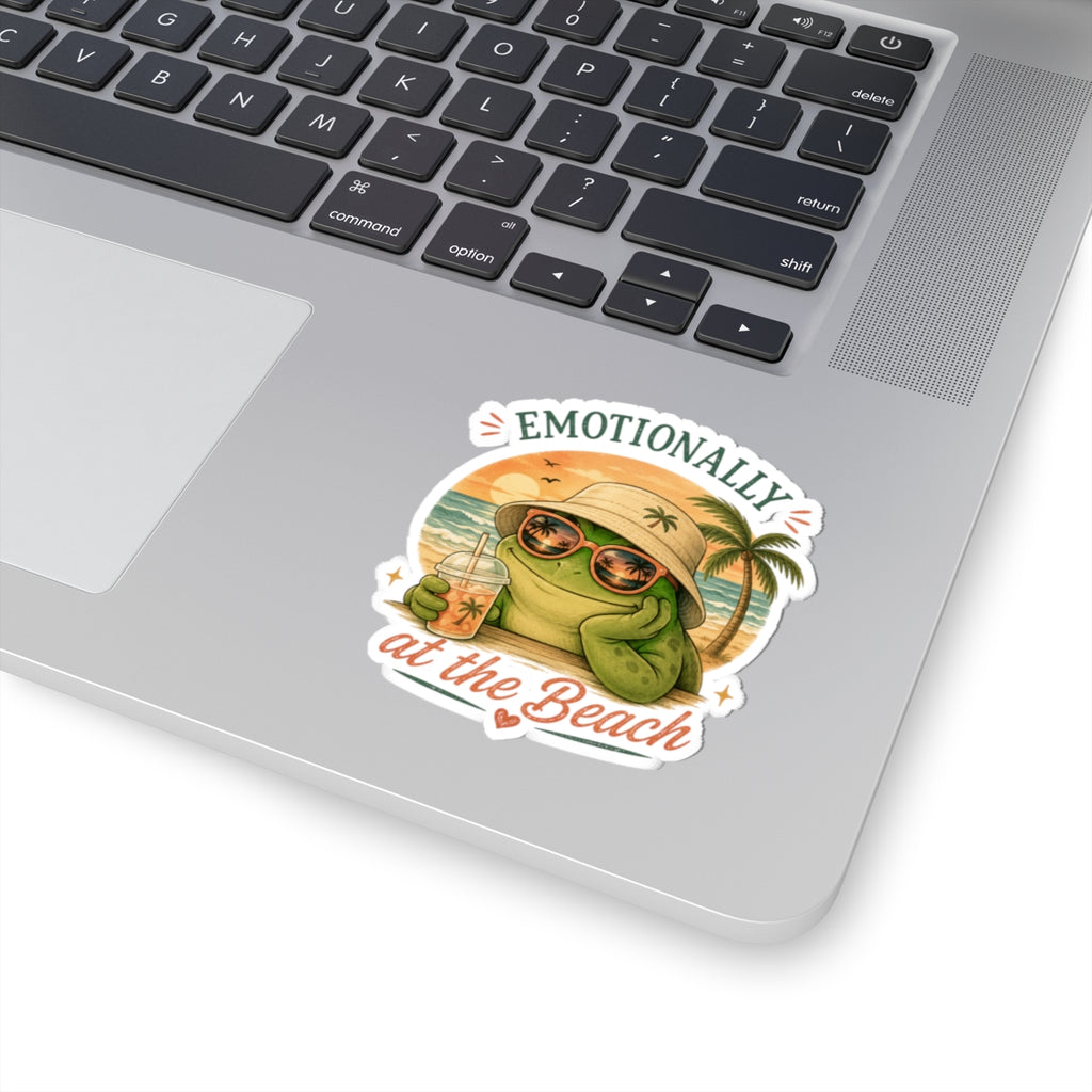 Emotional Support Frog Sticker – Mentally at the Beach Frog Sticker