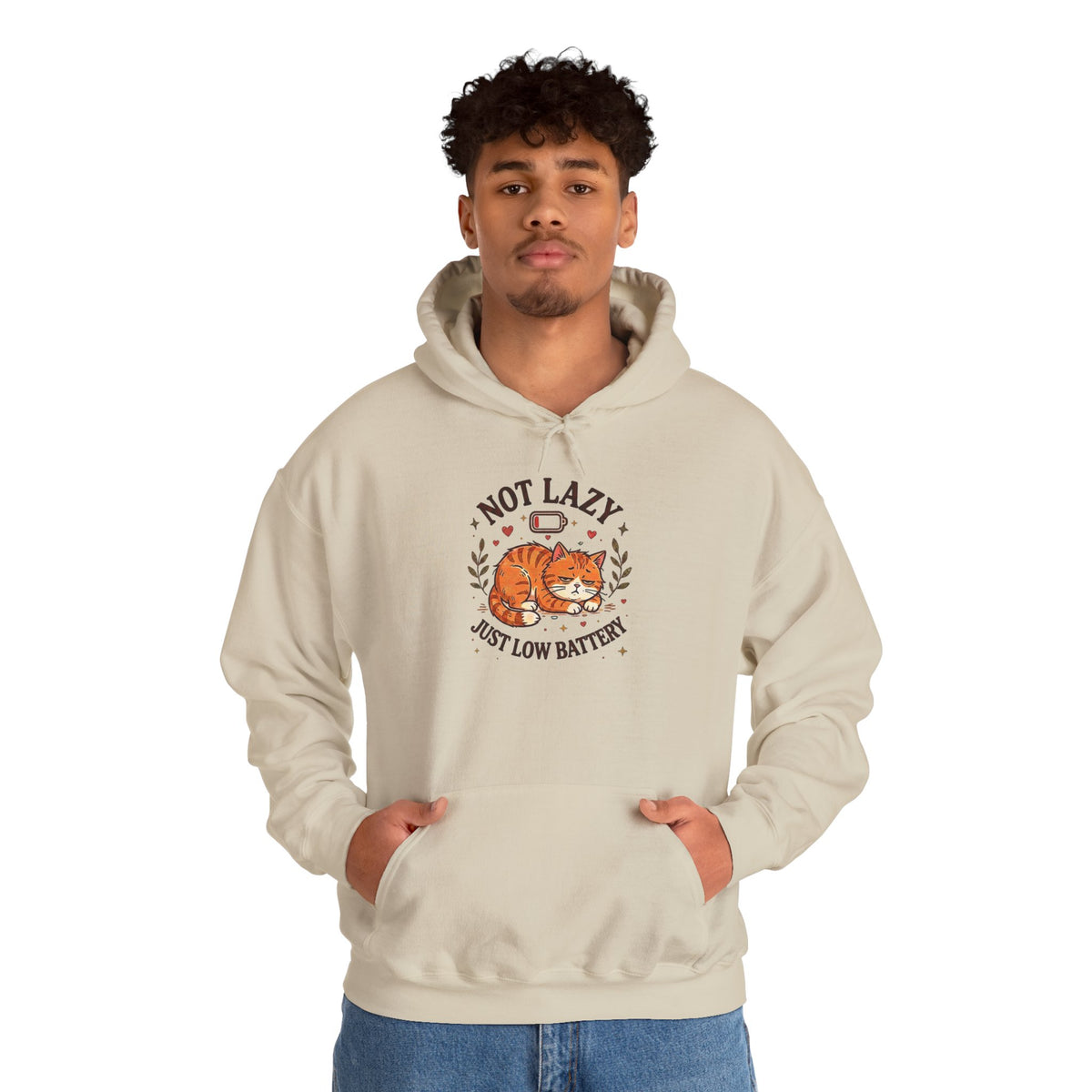 Not Lazy Just Low Battery Cat Hoodie – Funny Tired Cat Hoodie