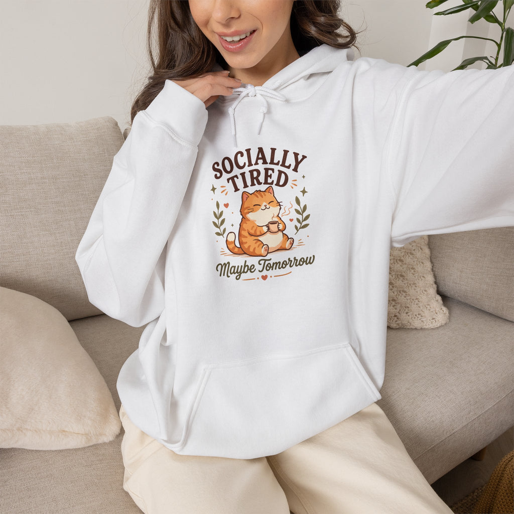 Socially Tired Cat Hoodie – Maybe Tomorrow Introvert Hoodie