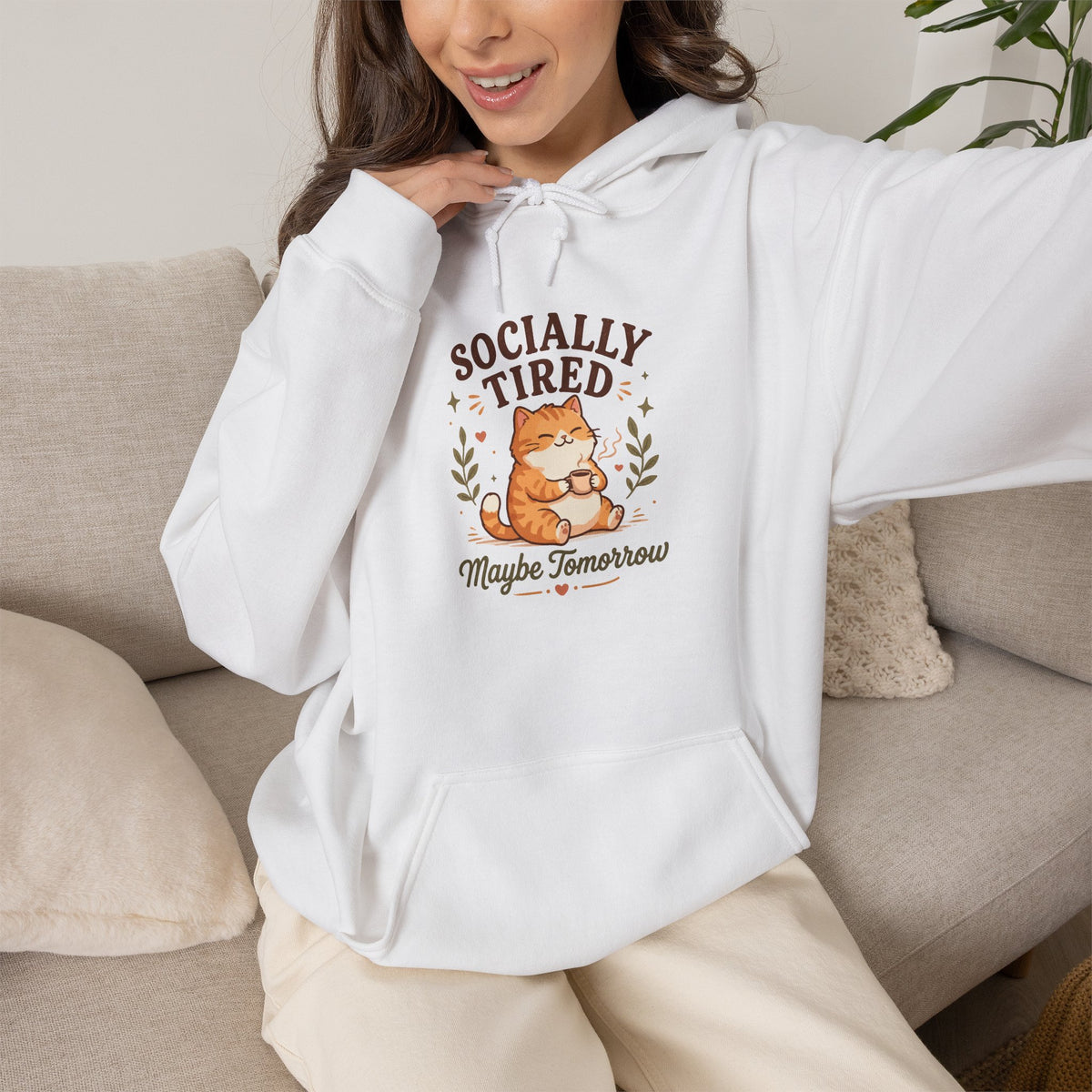 Socially Tired Cat Hoodie – Maybe Tomorrow Introvert Hoodie