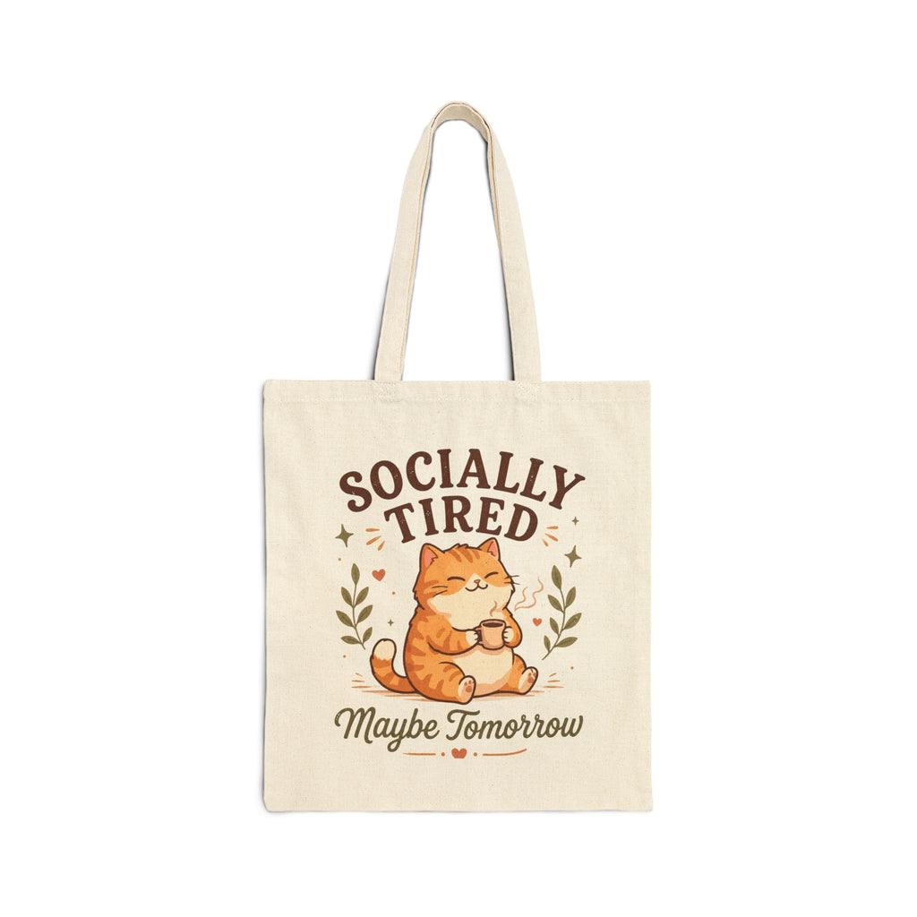 Socially Tired Cat Tote Bag – Maybe Tomorrow