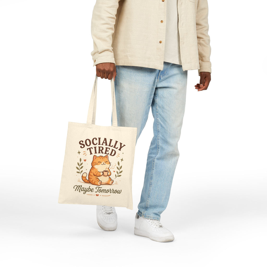 Socially Tired Cat Tote Bag – Maybe Tomorrow Introvert Cat Tote