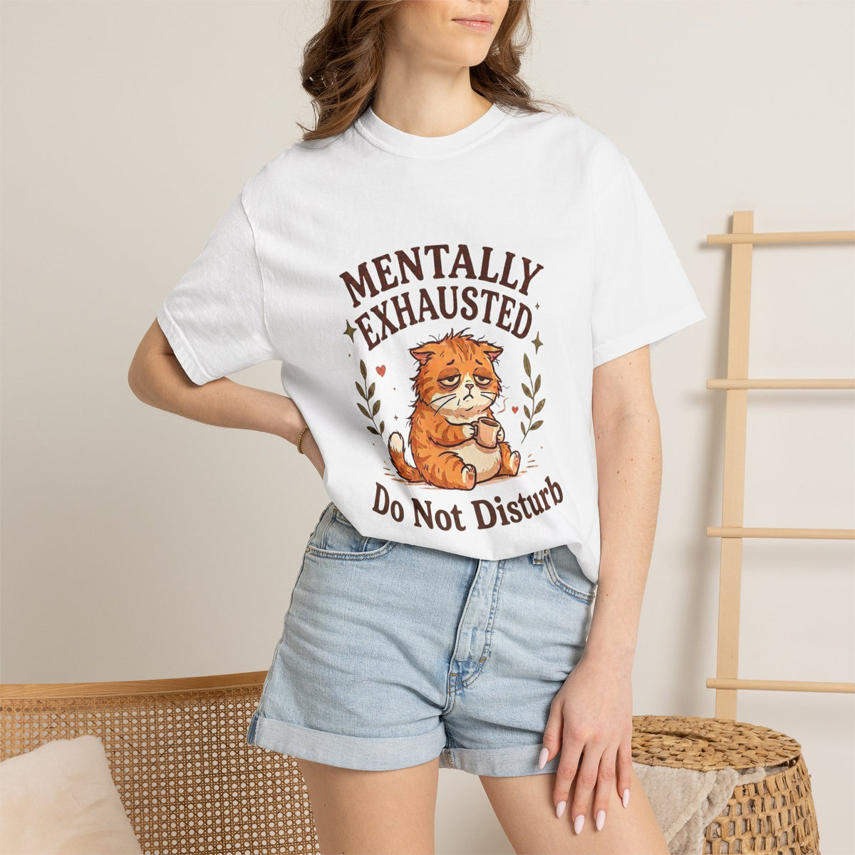 Mentally Exhausted Cat T-Shirt – Do Not Disturb Funny Cat Tee