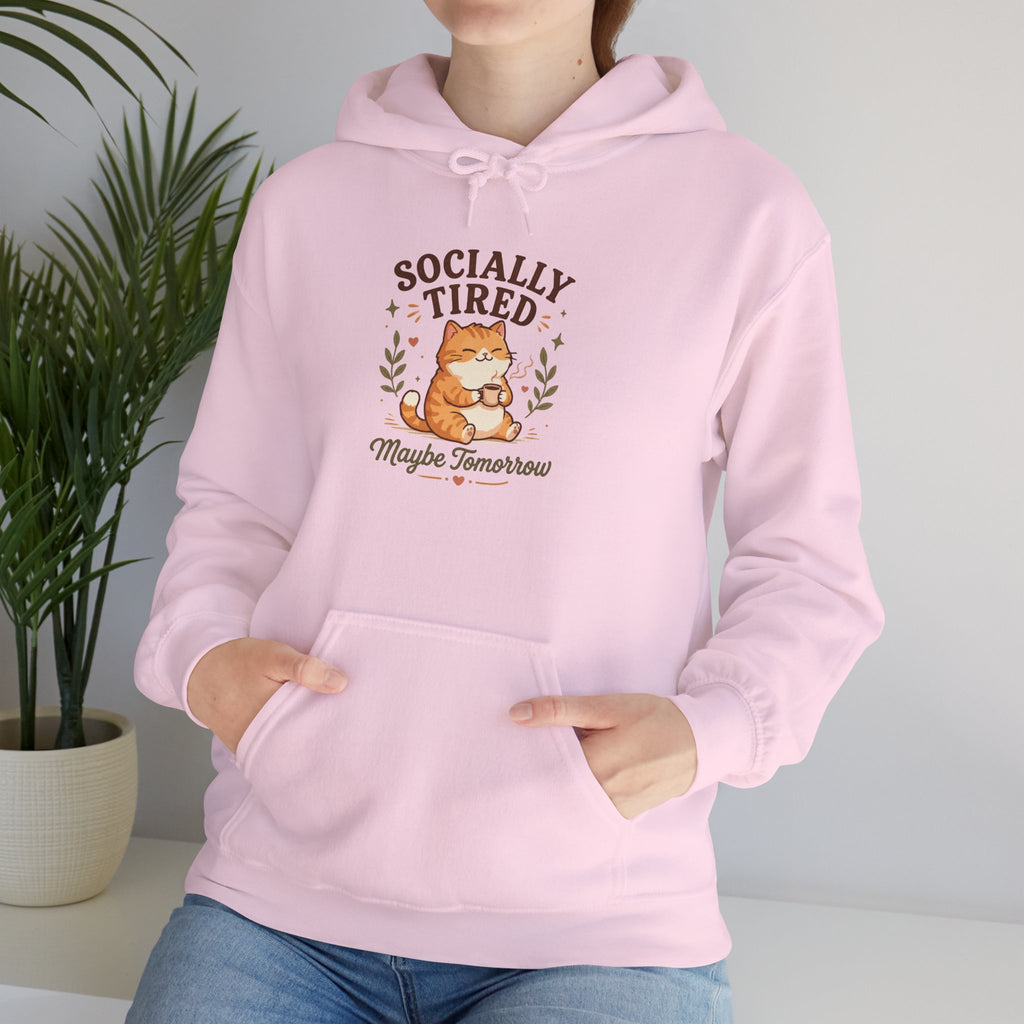 Socially Tired Cat Hoodie – Maybe Tomorrow Introvert Hoodie