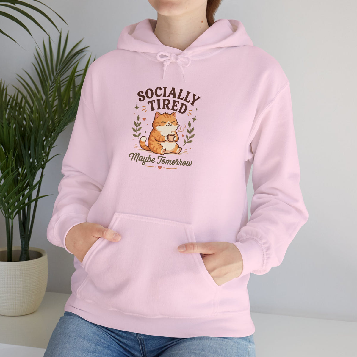 Socially Tired Cat Hoodie – Maybe Tomorrow Introvert Hoodie
