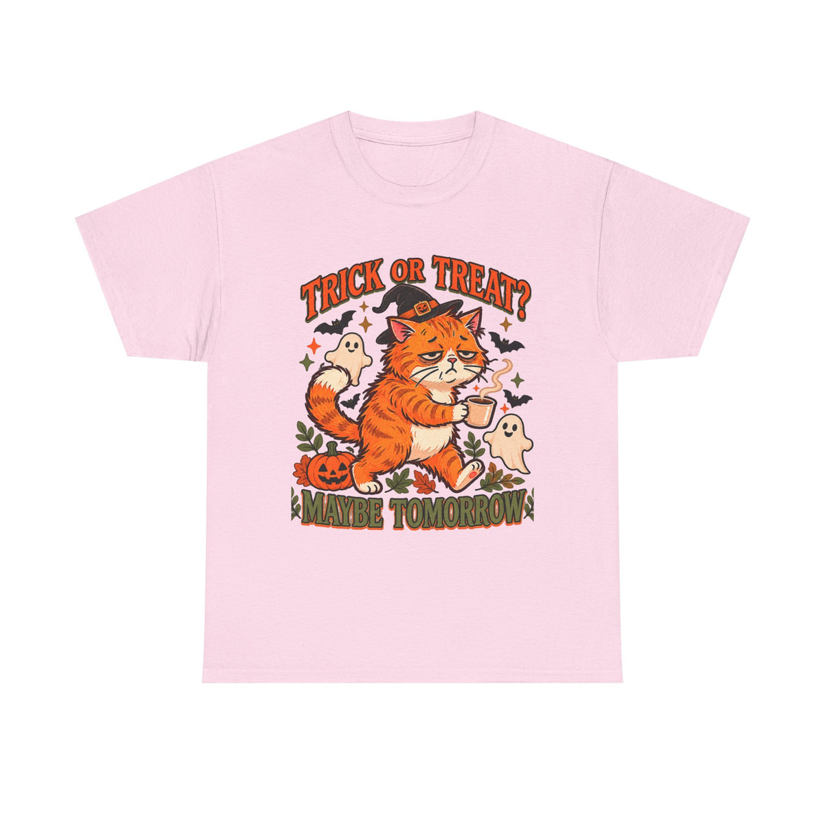 Trick or Treat? Maybe Tomorrow Cozy Cat Halloween T-Shirt