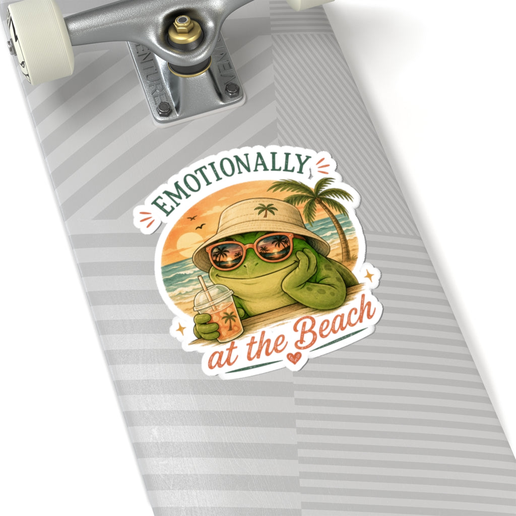 Emotional Support Frog Sticker – Mentally at the Beach Frog Sticker