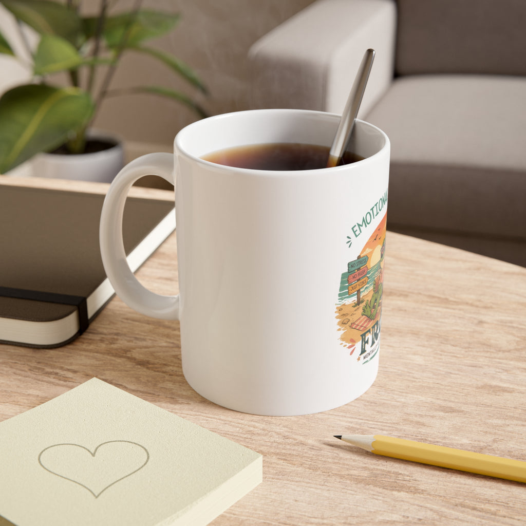 Emotional Support Frog Mug – Mentally at the Beach Funny Frog Mug