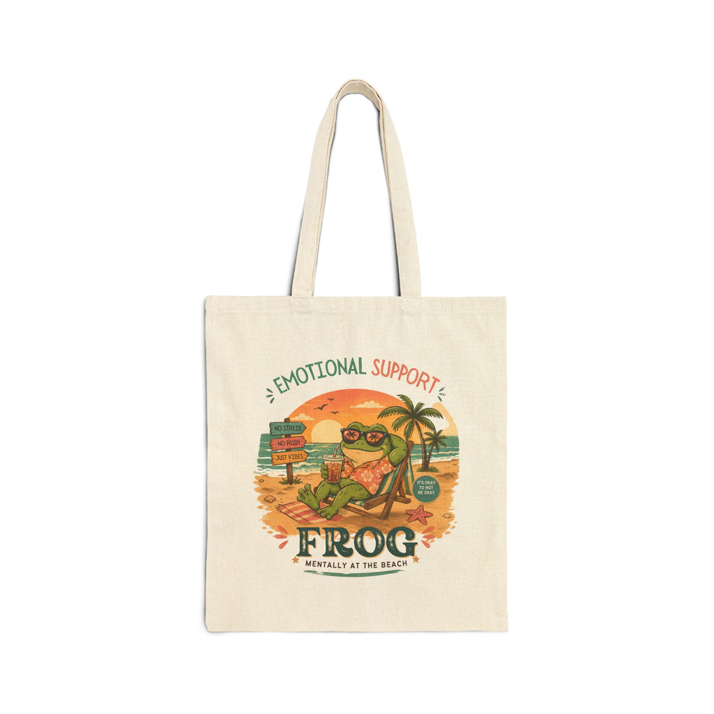 Emotional Support Frog Tote Bag – Mentally at the Beach Frog Tote