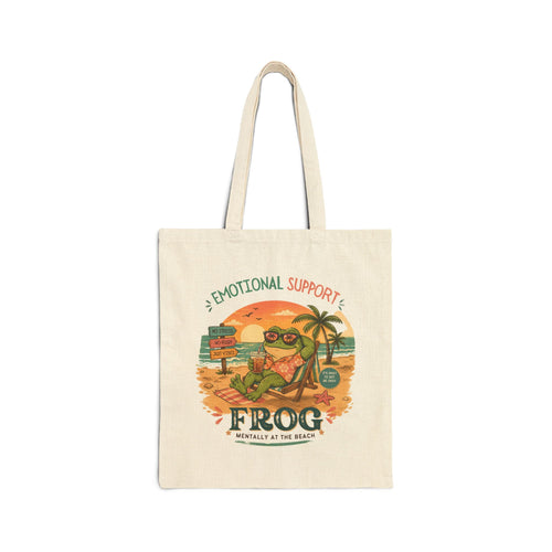 Emotional Support Frog Tote Bag – Mentally at the Beach Frog Tote