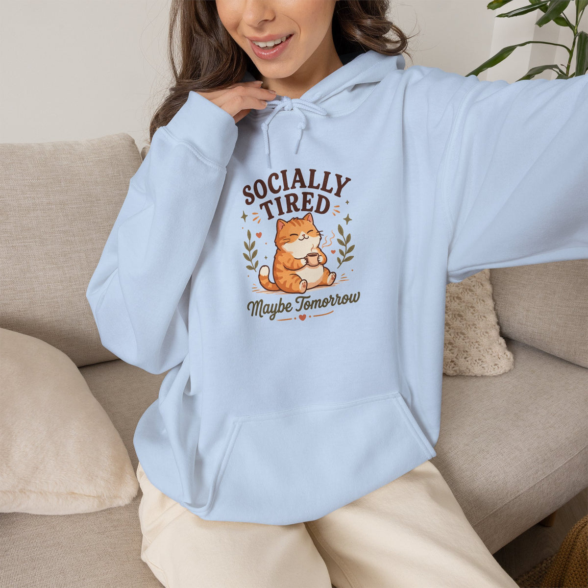 Socially Tired Cat Hoodie – Maybe Tomorrow Introvert Hoodie
