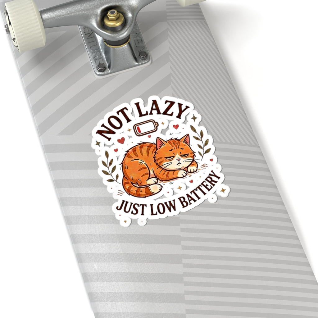 Not Lazy Just Low Battery Cat Sticker – Funny Sleepy Cat Sticker