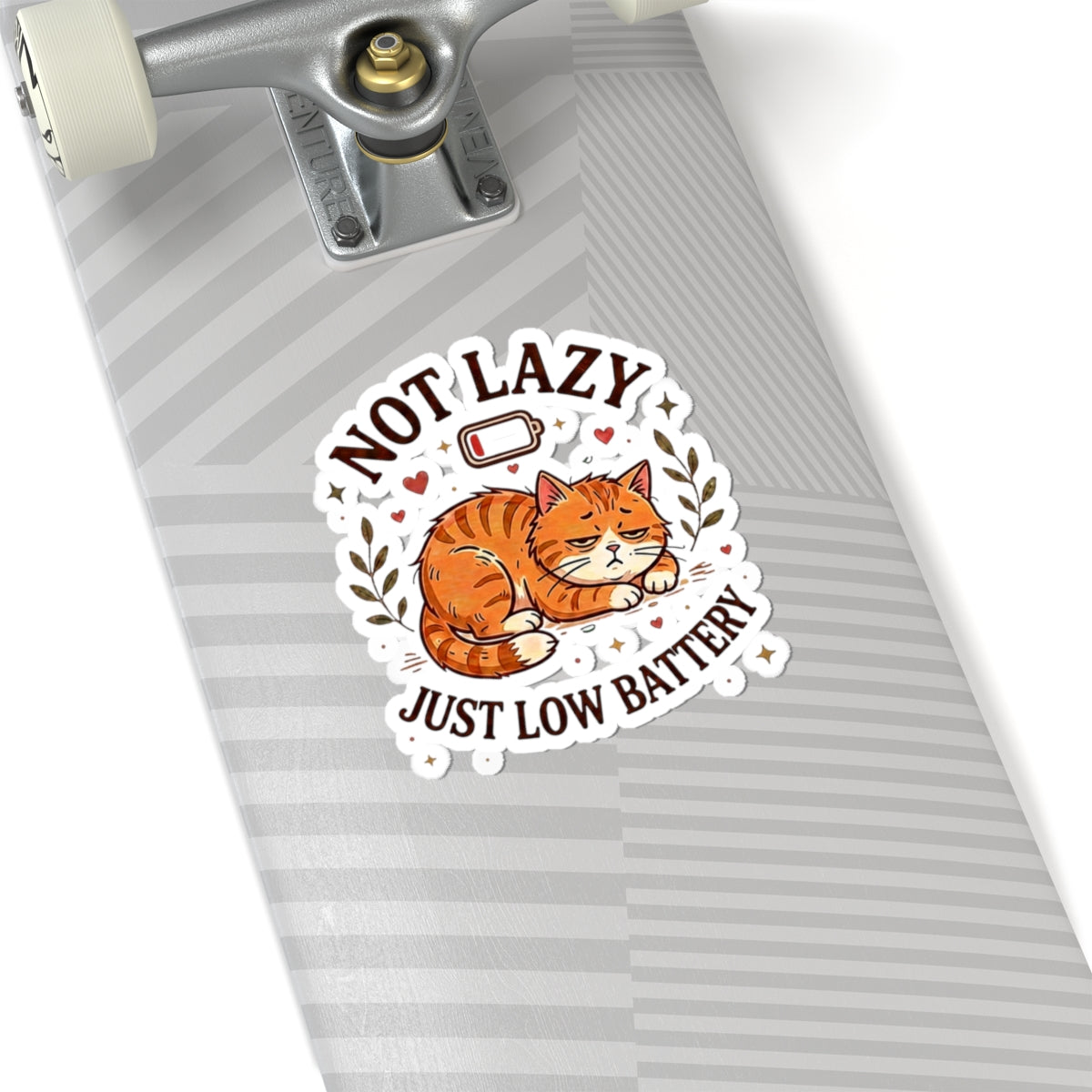Not Lazy Just Low Battery Cat Sticker – Funny Sleepy Cat Sticker