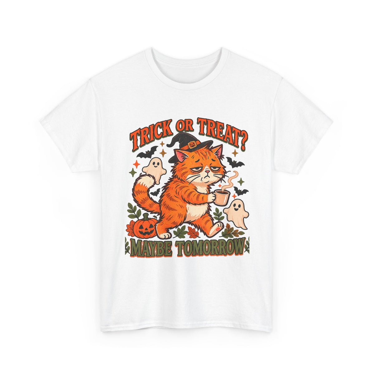 Trick or Treat? Maybe Tomorrow Cozy Cat Halloween T-Shirt