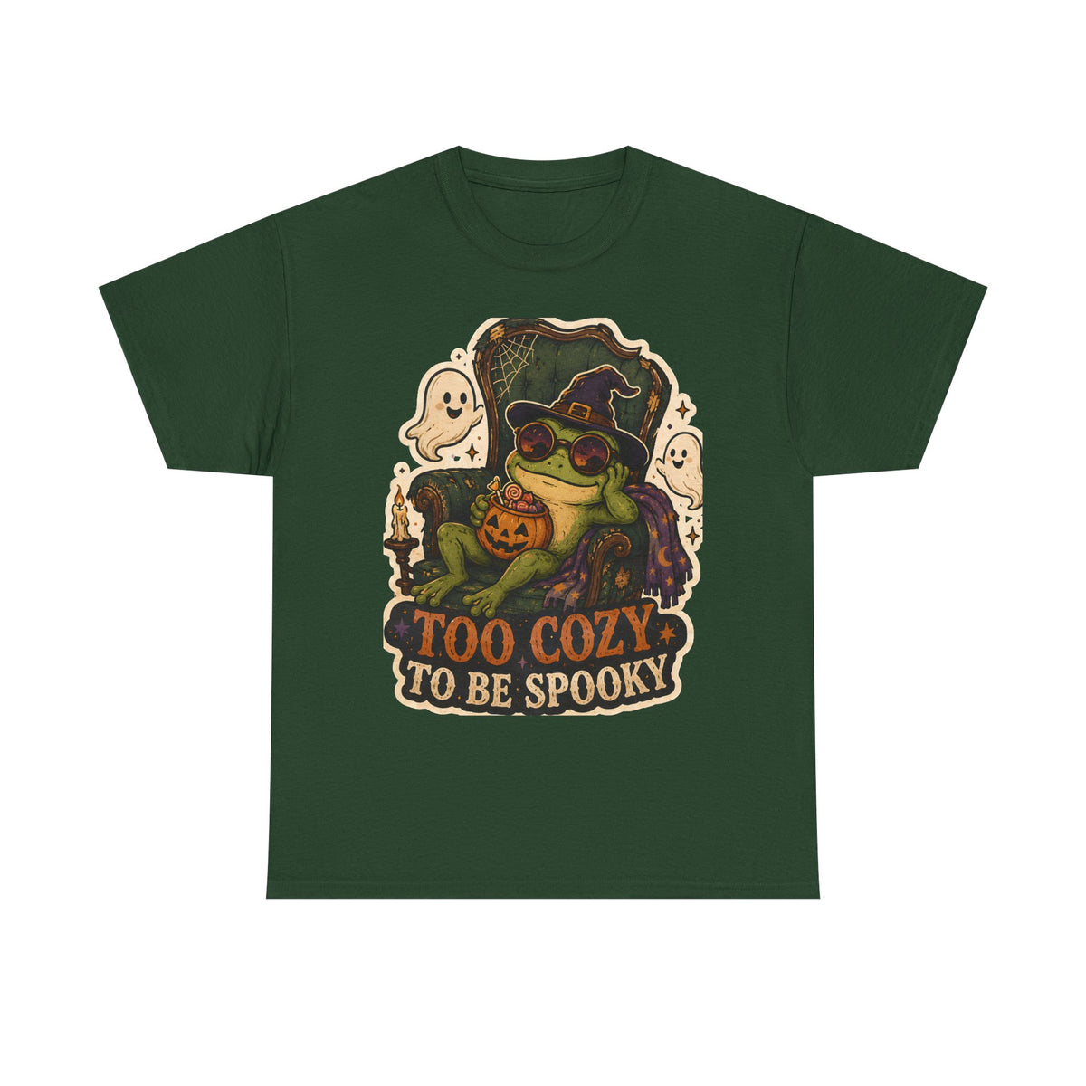 Too Cozy to Be Spooky Frog Halloween T-Shirt