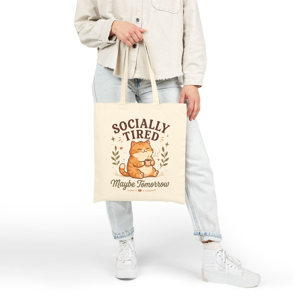 Socially Tired Cat Tote Bag – Maybe Tomorrow Introvert Cat Tote