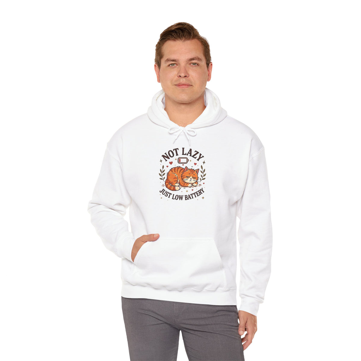 Not Lazy Just Low Battery Cat Hoodie – Funny Tired Cat Hoodie