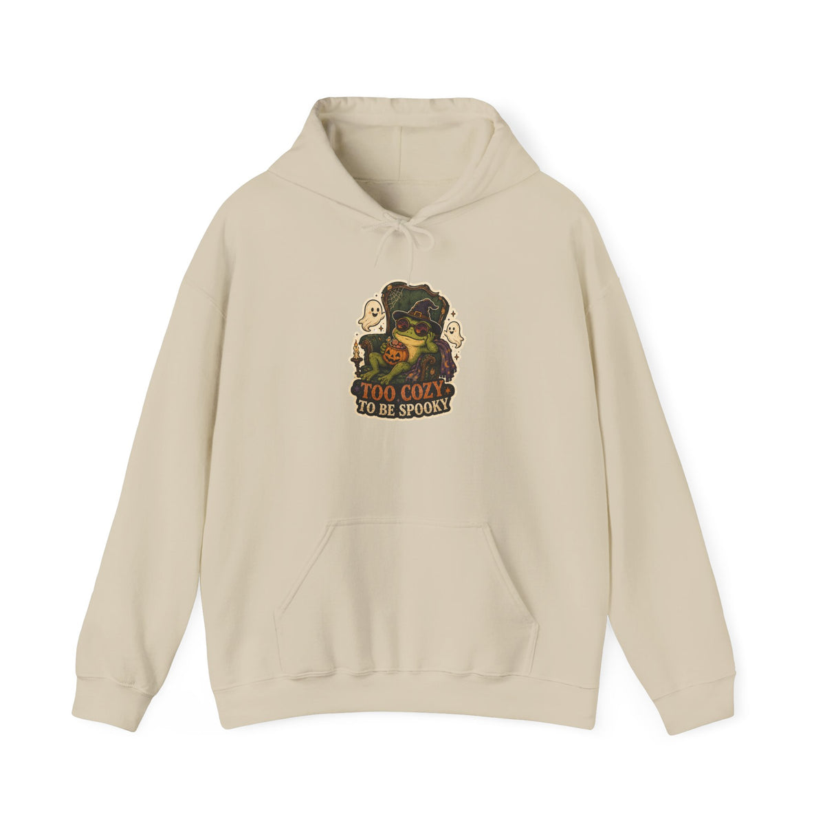 Too Cozy to Be Spooky Frog Halloween Hoodie