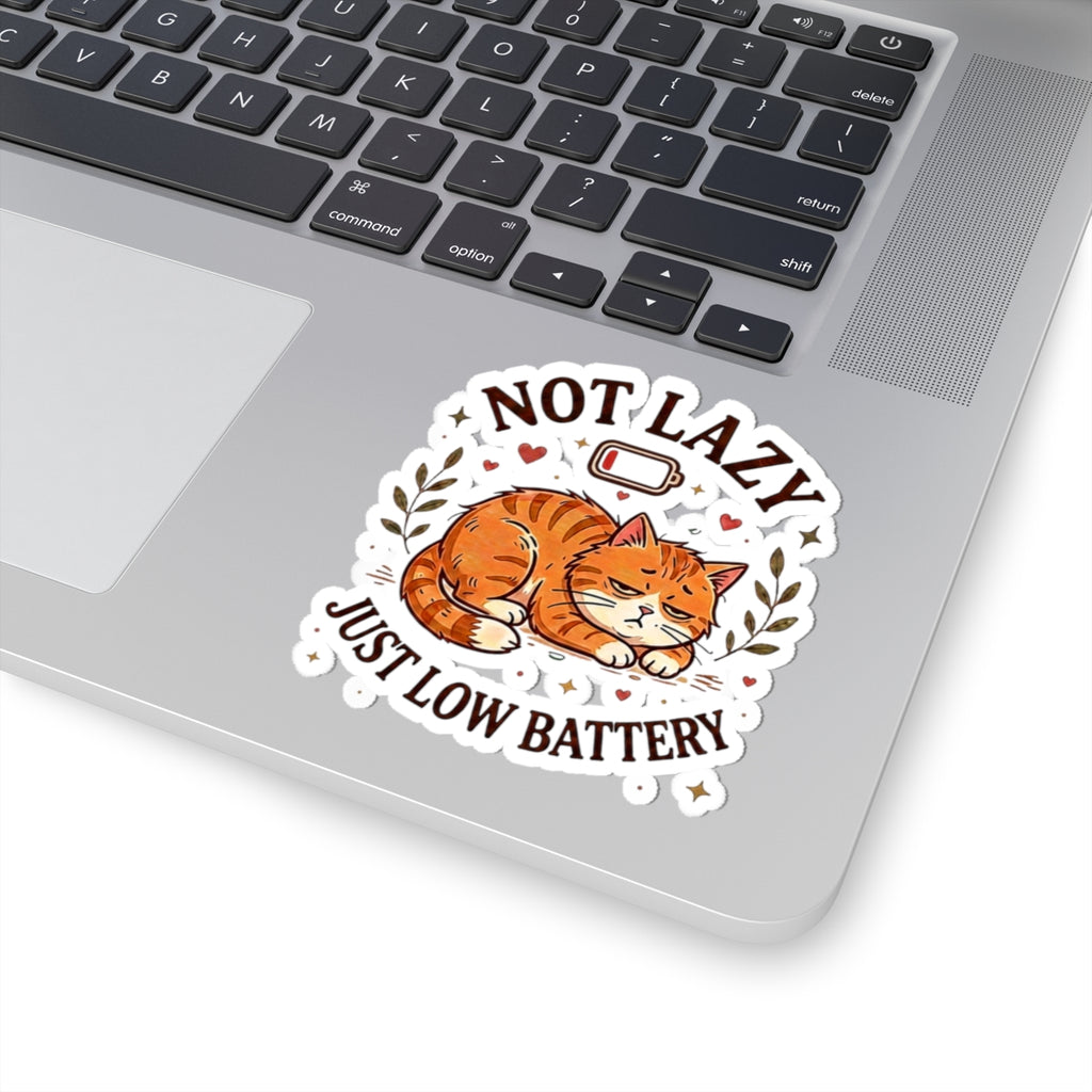 Not Lazy Just Low Battery Cat Sticker – Funny Sleepy Cat Sticker