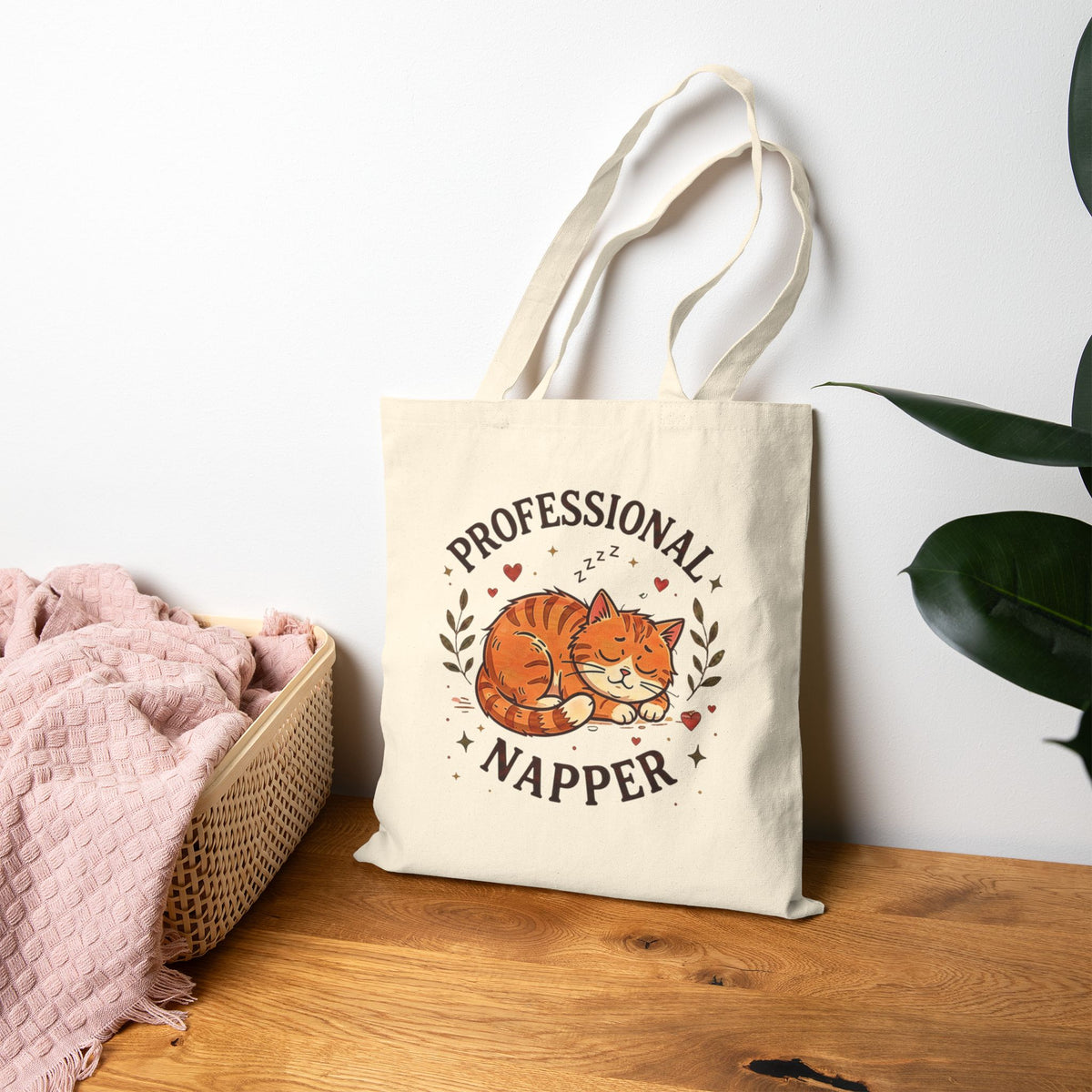 Professional Napper sleeping cat tote bag