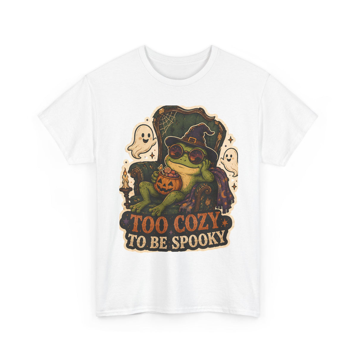 Too Cozy to Be Spooky Frog Halloween T-Shirt