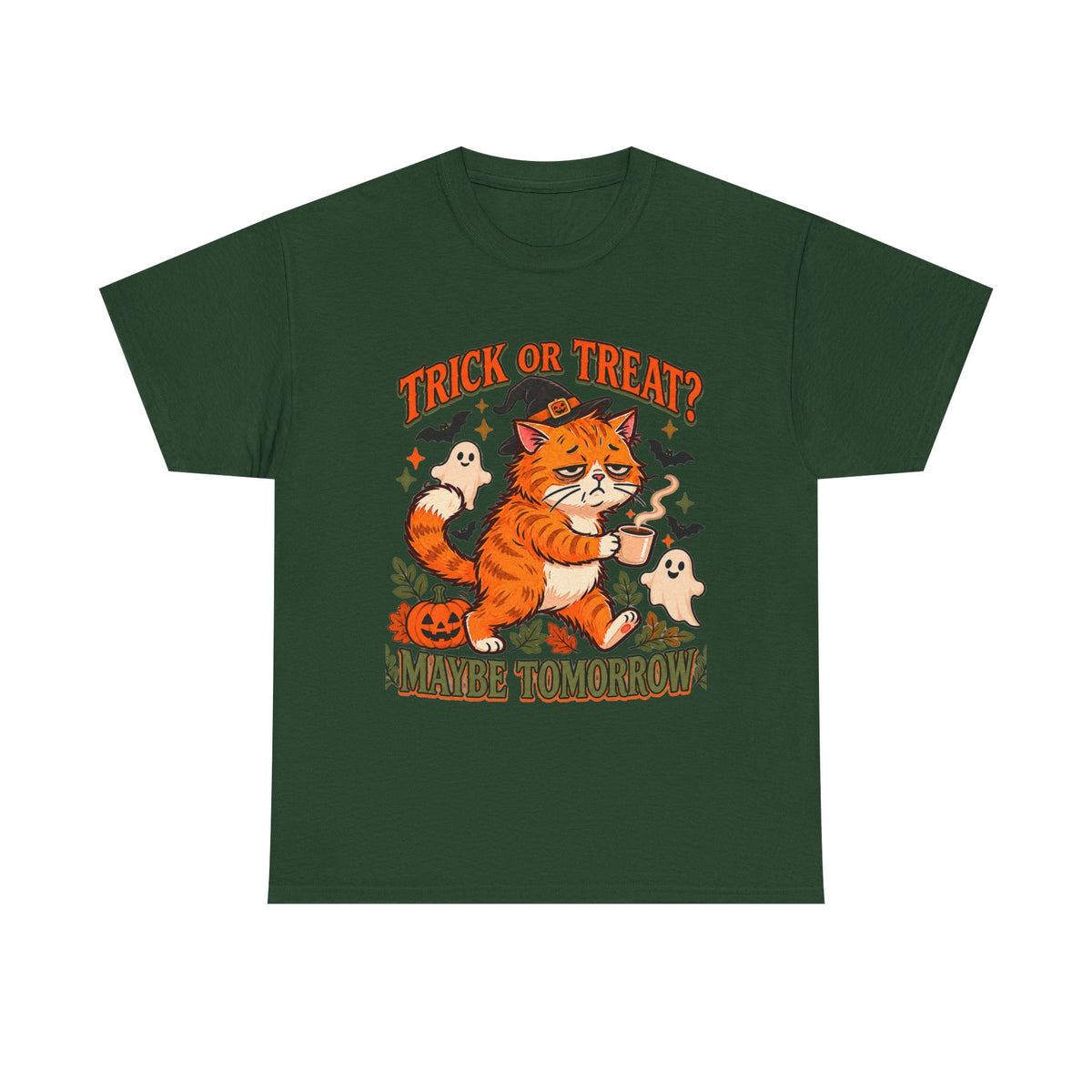 Trick or Treat? Maybe Tomorrow Cozy Cat Halloween T-Shirt