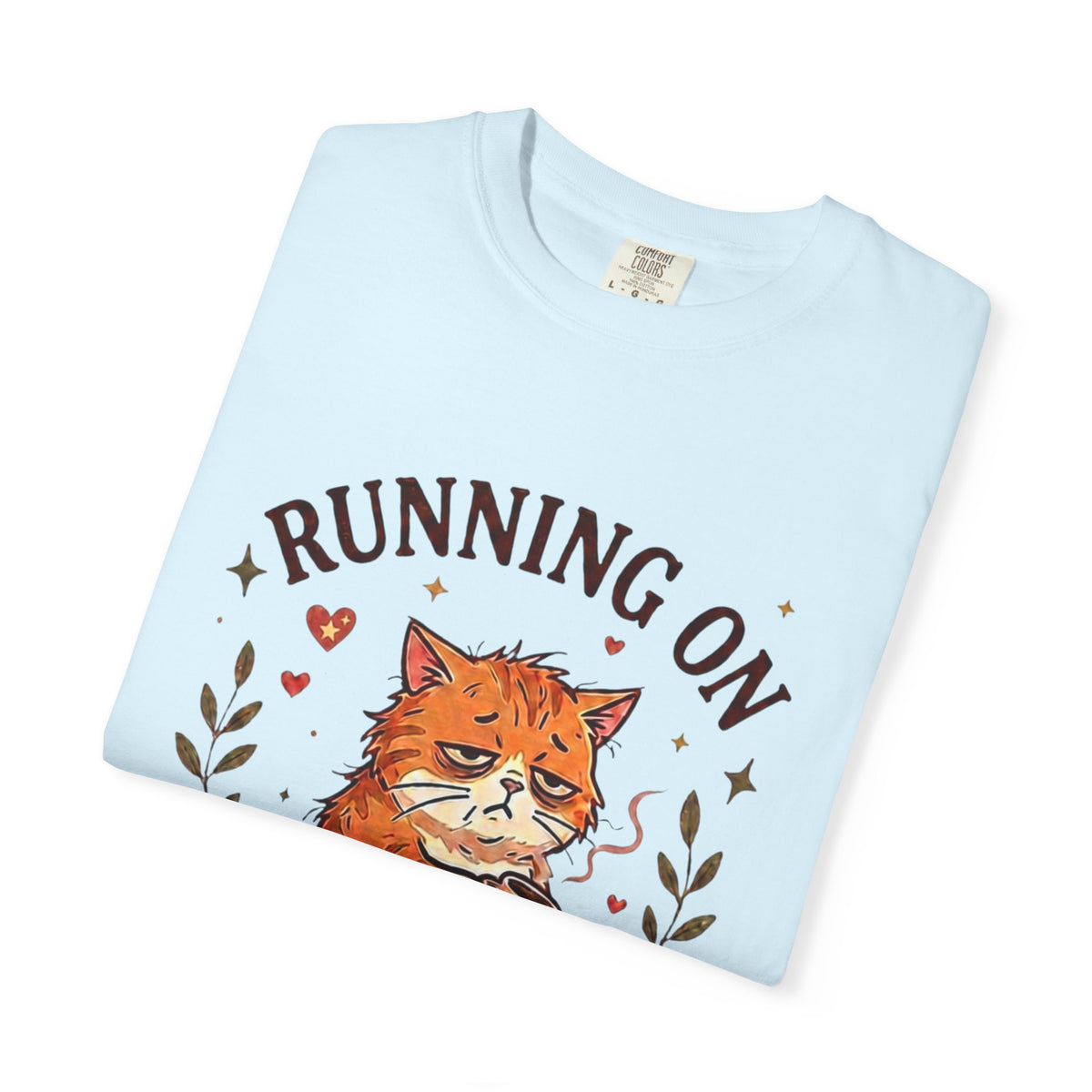 Running on Caffeine and Hope Cat T-Shirt – Funny Coffee Lover Tee