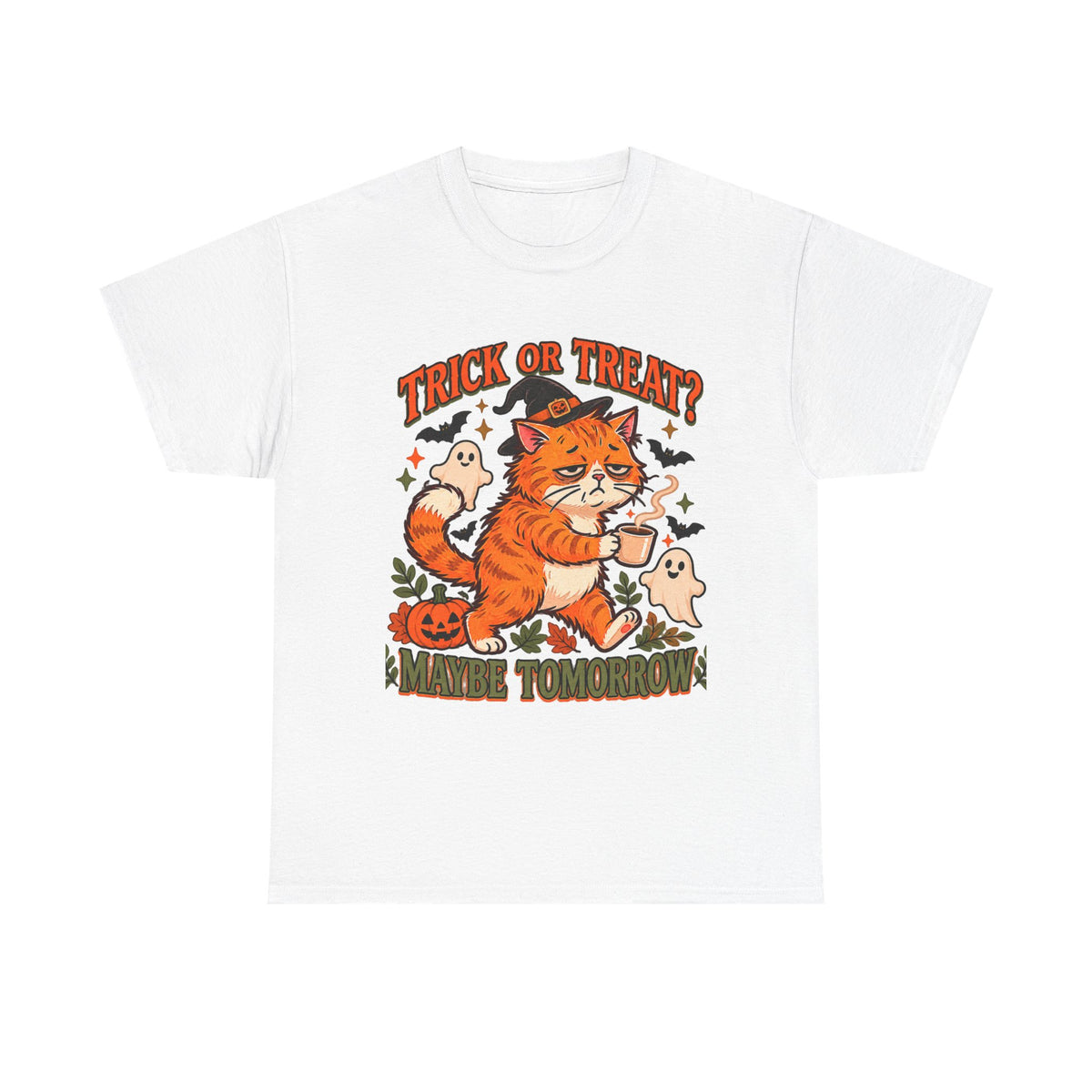 Trick or Treat? Maybe Tomorrow Cozy Cat Halloween T-Shirt