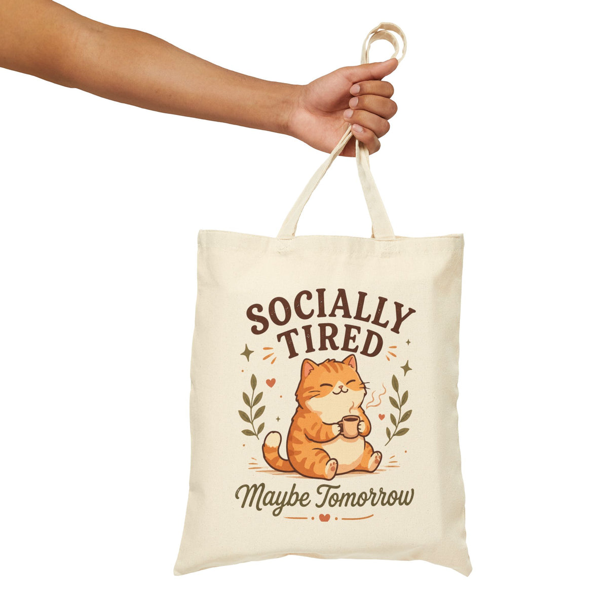 Socially Tired Cat Tote Bag – Maybe Tomorrow Introvert Cat Tote